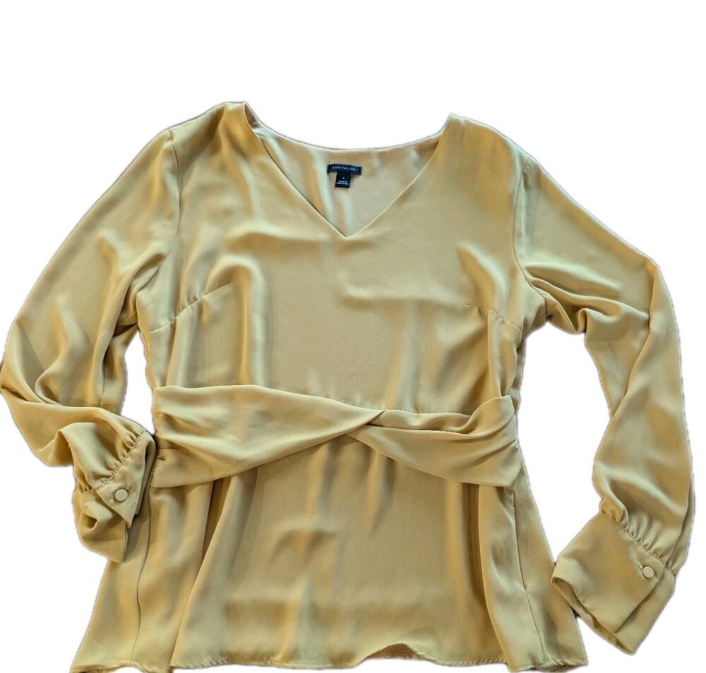 Ann Taylor Women's Long Sleeve Mustard Yellow Shirt Top Blouse Size 4 Small NEW